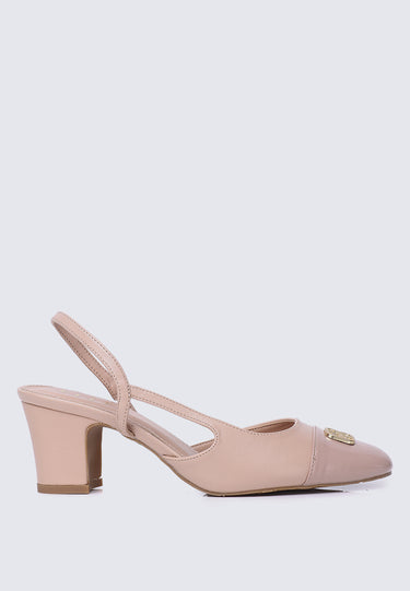 Charlene Comfy Fit Footbed Microfiber Leather  Heels In Blush