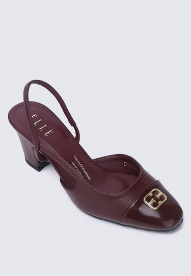 Charlene Comfy Fit Footbed Microfiber Leather  Heels In Maroon