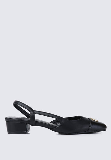 Christiane Comfy Fit Footbed Microfiber Leather Heels In Black
