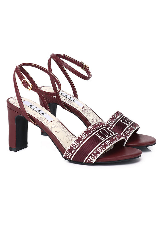 Glamour Comfy Fit Footbed Microfiber Leather Heels In Burgundy