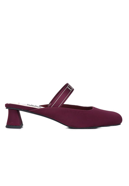 Allure Comfy Fit Footbed Microfiber Leather Heels In Burgundy