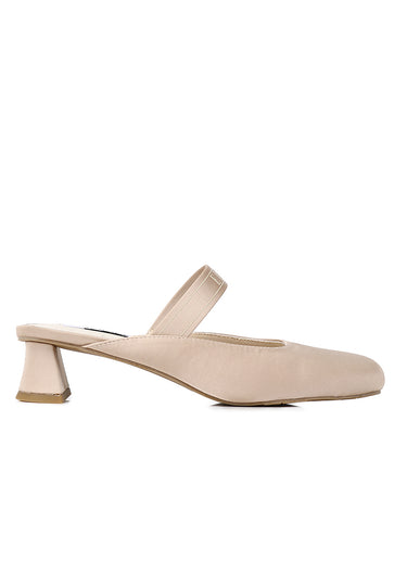 Allure Comfy Fit Footbed Microfiber Leather Heels In Nude