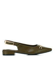 Maryse Comfy Fit Footbed Microfiber Leather Heels In Olive