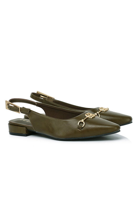 Maryse Comfy Fit Footbed Microfiber Leather Heels In Olive