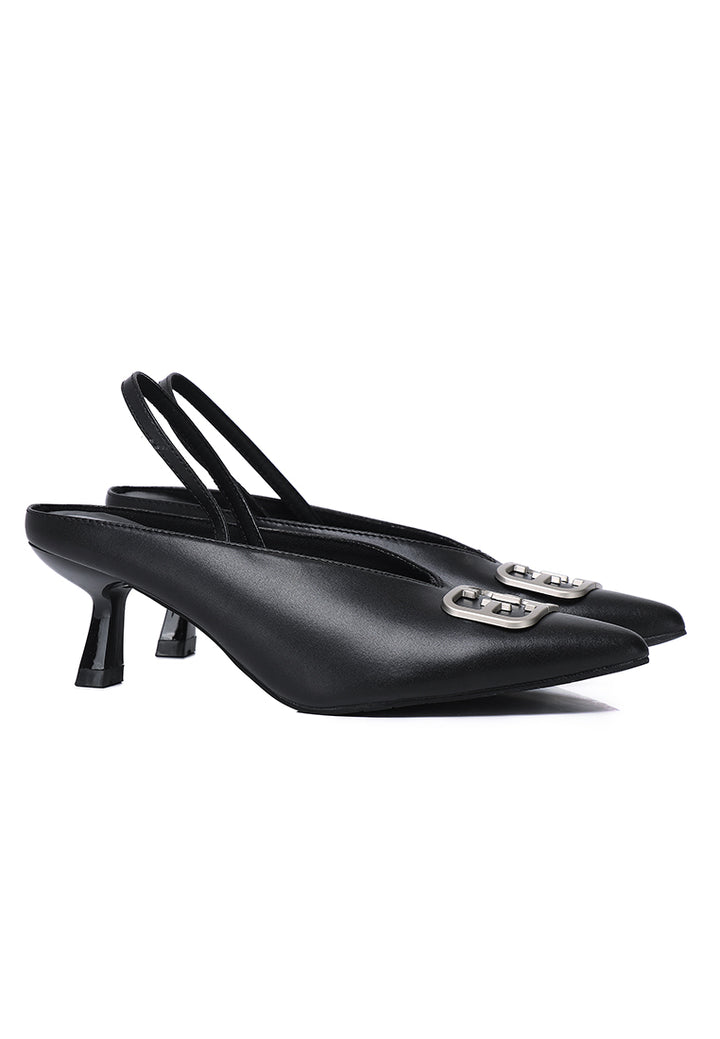 Beatrice Comfy Fit Footbed Microfiber Leather Heels In Black – alternate view