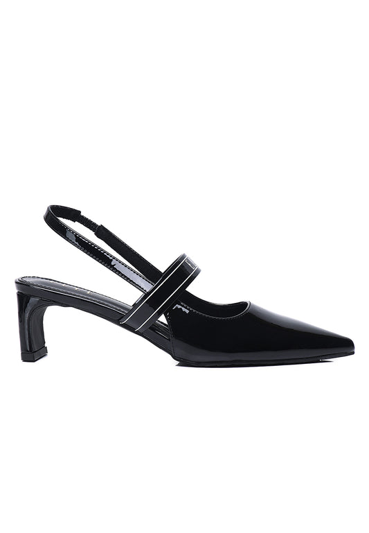 Aimee Comfy Fit Footbed Microfiber Leather Heels In Black