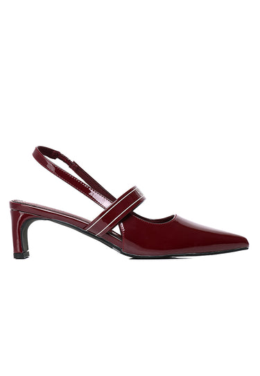 Aimee Comfy Fit Footbed Microfiber Leather Heels In Maroon