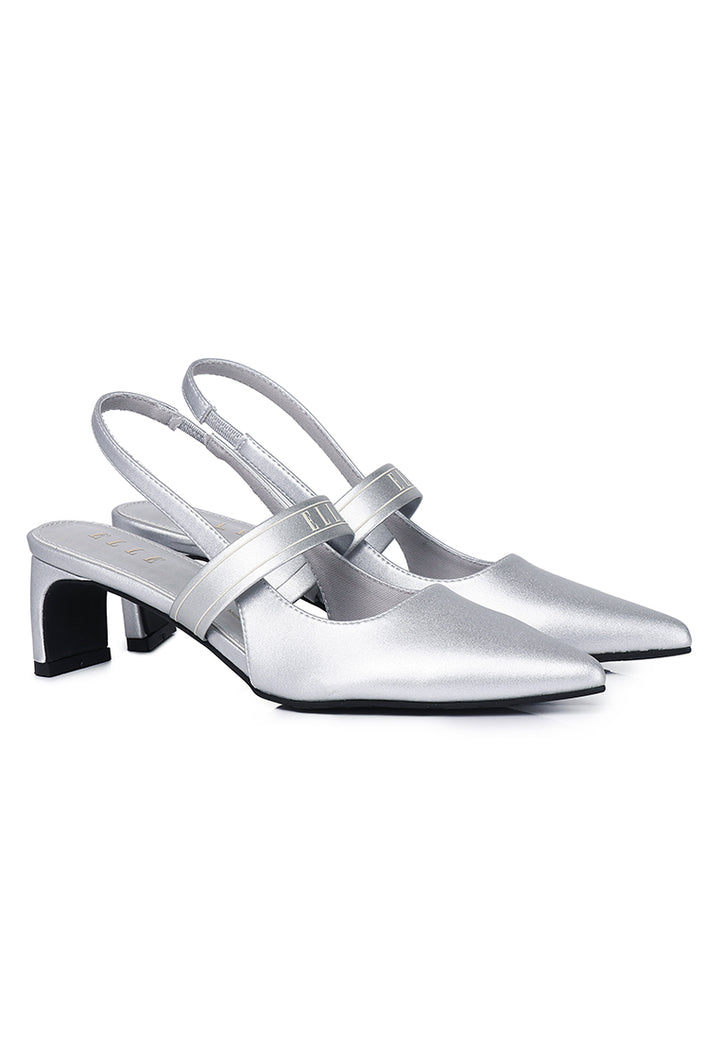 Aimee Comfy Fit Footbed Microfiber Leather Heels In Silver – alternate view