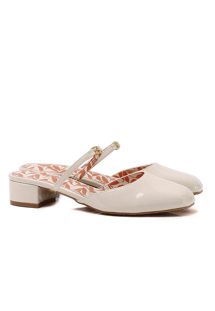 Jade Comfy Fit Footbed Microfiber Leather Heels In Beige – alternate view