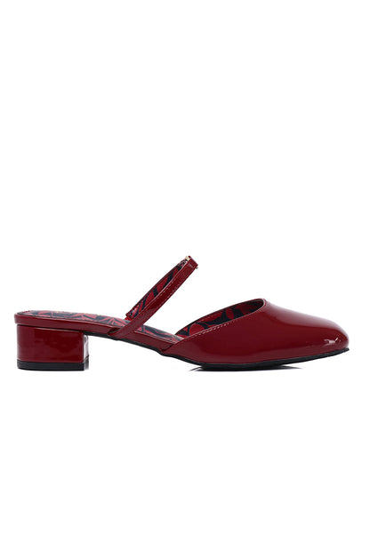 Jade Comfy Fit Footbed Microfiber Leather Heels In Maroon