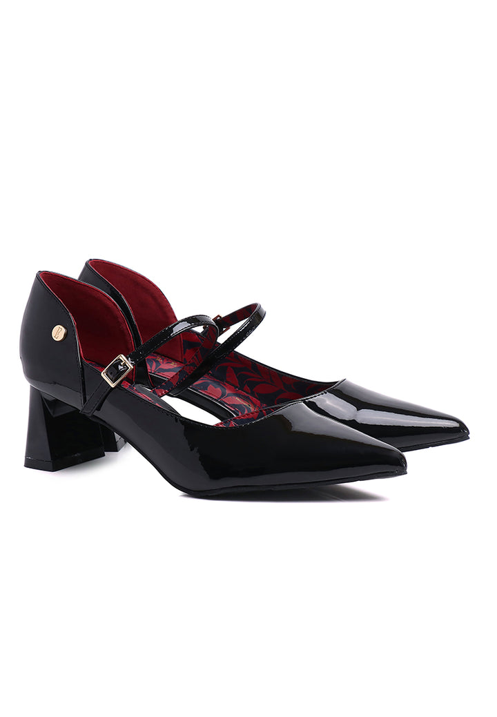 Lina Comfy Fit Footbed Microfiber Leather Heels In Black – alternate view