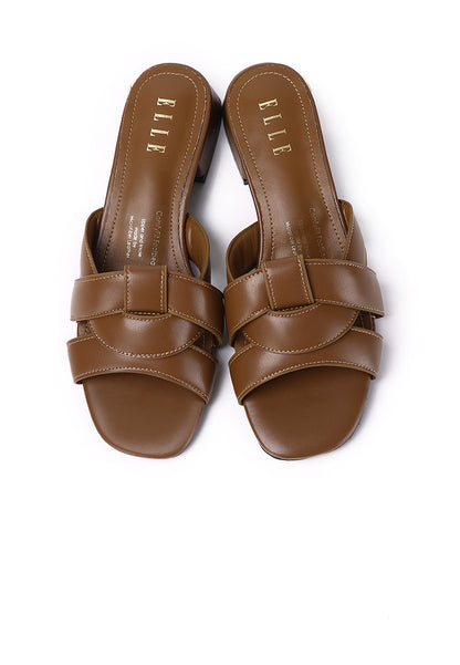 Juliet Comfy Fit Footbed Microfiber Leather Heels In Tan