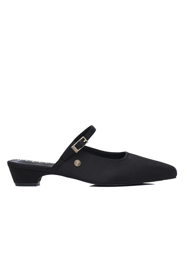 Chloe Comfy Fit Footbed Microfiber Leather Heels In Black