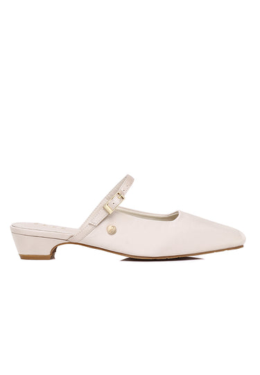 Chloe Comfy Fit Footbed Microfiber Leather Heels In Ivory