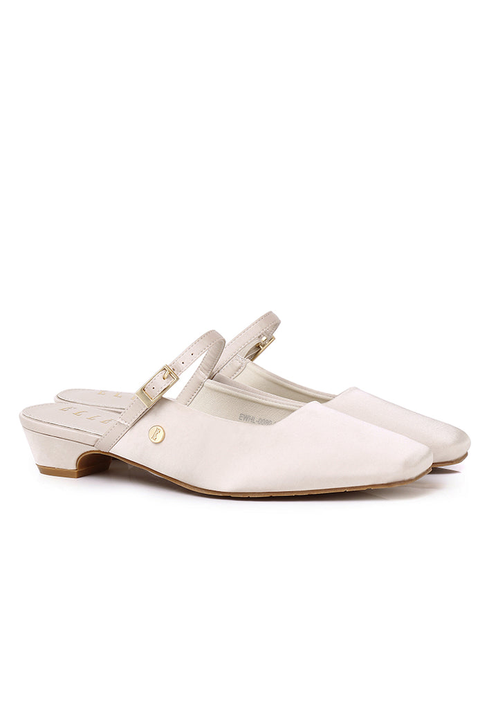 Chloe Comfy Fit Footbed Microfiber Leather Heels In Ivory – alternate view