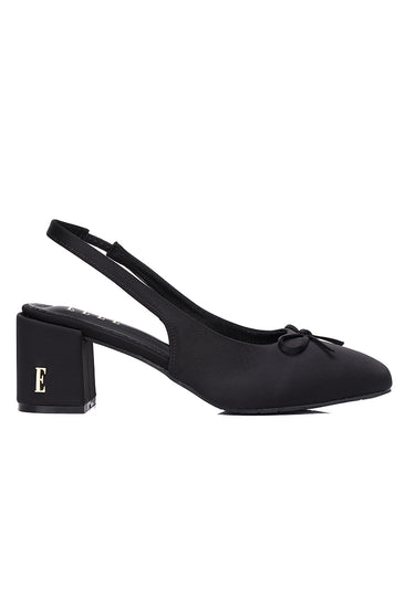 Natalie Comfy Fit Footbed Microfiber Leather Heels In Black