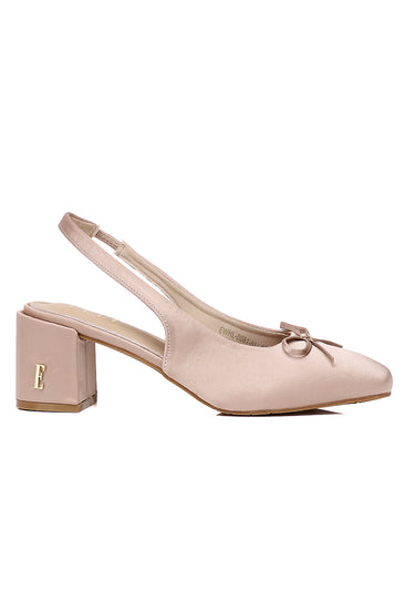 Natalie Comfy Fit Footbed Microfiber Leather Heels In Nude