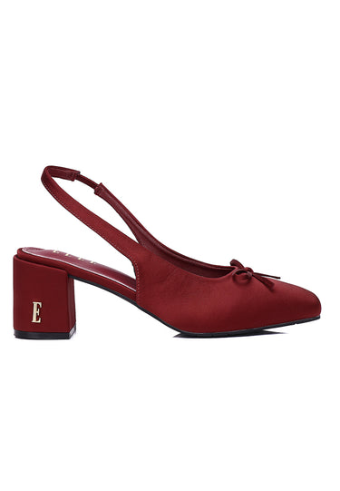 Natalie Comfy Fit Footbed Microfiber Leather Heels In Rust Red
