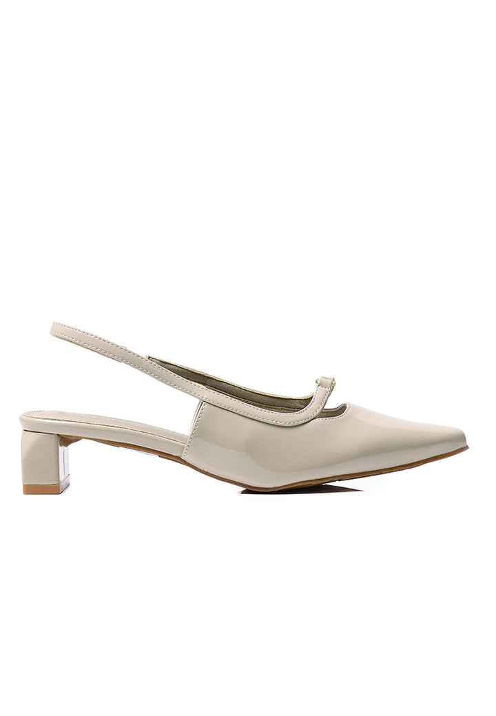Audrey Comfy Fit Footbed Microfiber Leather Heels In Almond