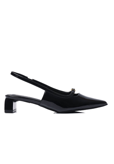 Audrey Comfy Fit Footbed Microfiber Leather Heels In Black