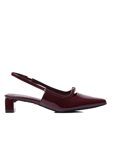 Audrey Comfy Fit Footbed Microfiber Leather Heels In Maroon