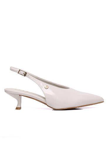 Margaux Comfy Fit Footbed Microfiber Leather Heels In Beige