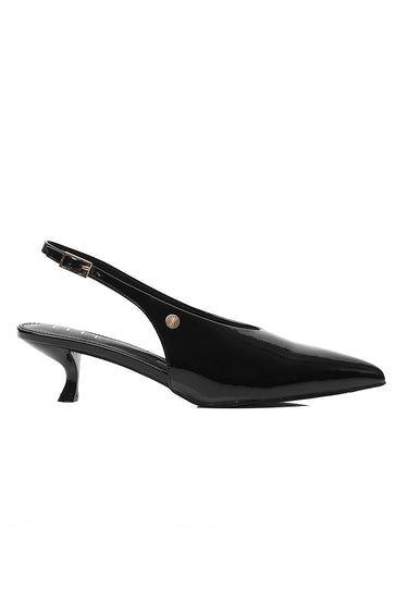 Margaux Comfy Fit Footbed Microfiber Leather Heels In Black