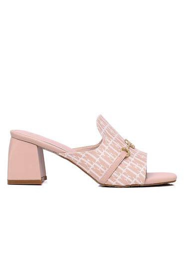 Debora Comfy Fit Footbed Microfiber Leather Heels In Blush