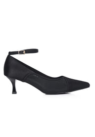 Maelle Mesh Comfy Fit Footbed Microfiber Leather Heels In Black