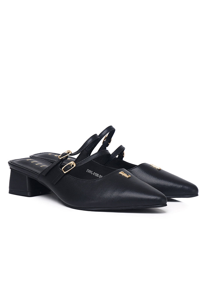 Laurine Pointed Comfy Fit Footbed Microfiber Leather Heels In Black – alternate view