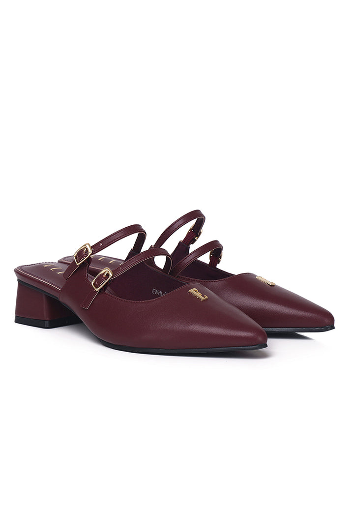 Laurine Pointed Comfy Fit Footbed Microfiber Leather Heels In Maroon – alternate view