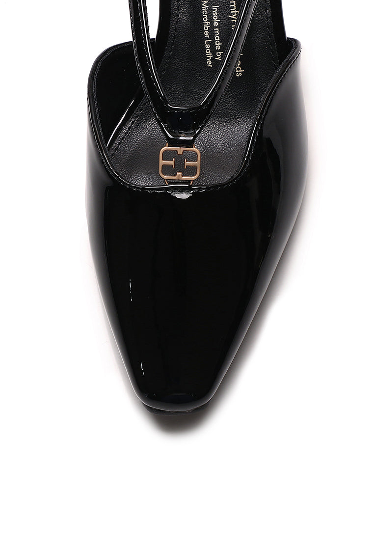 Muse Pointed Comfy Fit Footbed Microfiber Leather Heels In Black