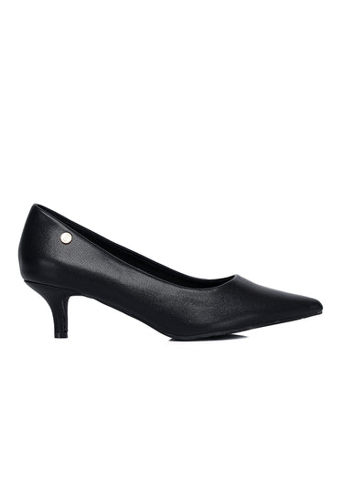Jolin Comfy Fit Footbed Microfiber Leather Heels In Black