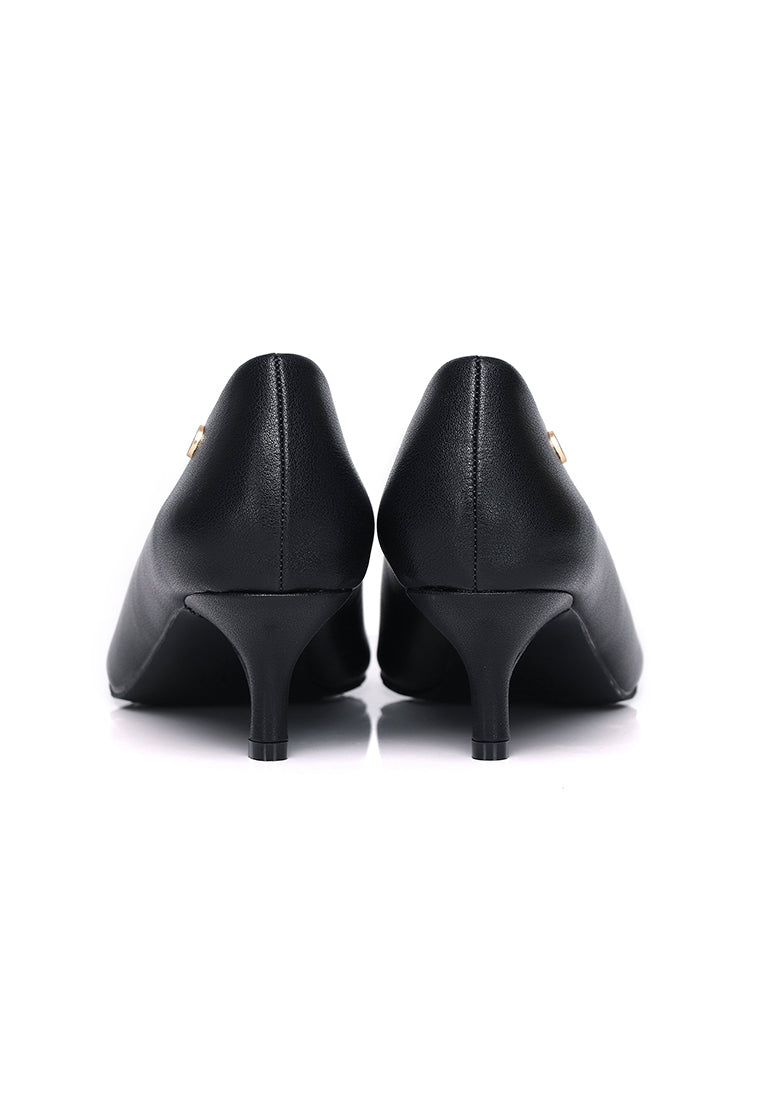 Jolin Comfy Fit Footbed Microfiber Leather Heels In Black