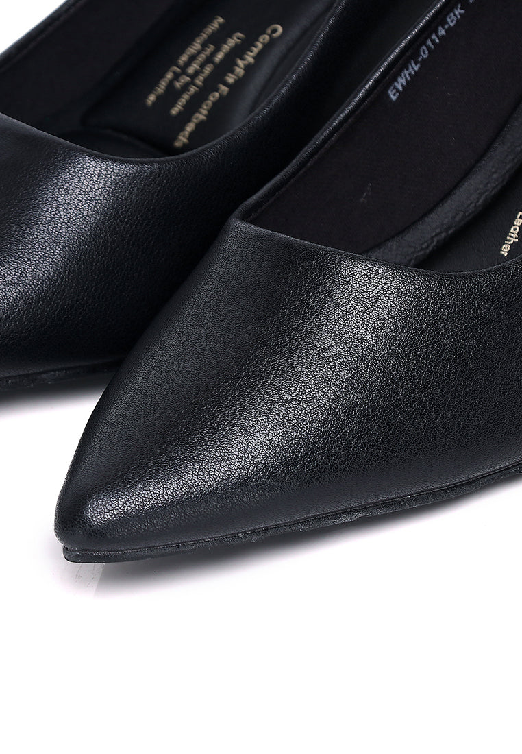 Jolin Comfy Fit Footbed Microfiber Leather Heels In Black