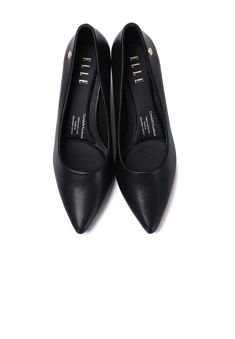 Jolin Comfy Fit Footbed Microfiber Leather Heels In Black