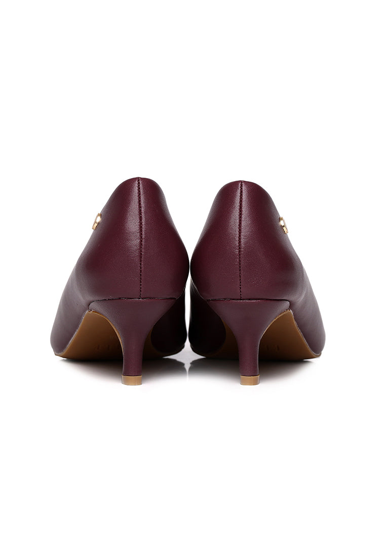 Jolin Comfy Fit Footbed Microfiber Leather Heels In Maroon