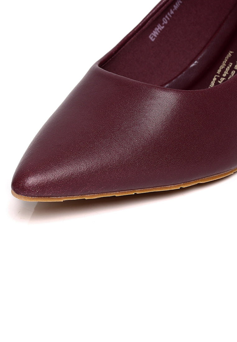 Jolin Comfy Fit Footbed Microfiber Leather Heels In Maroon