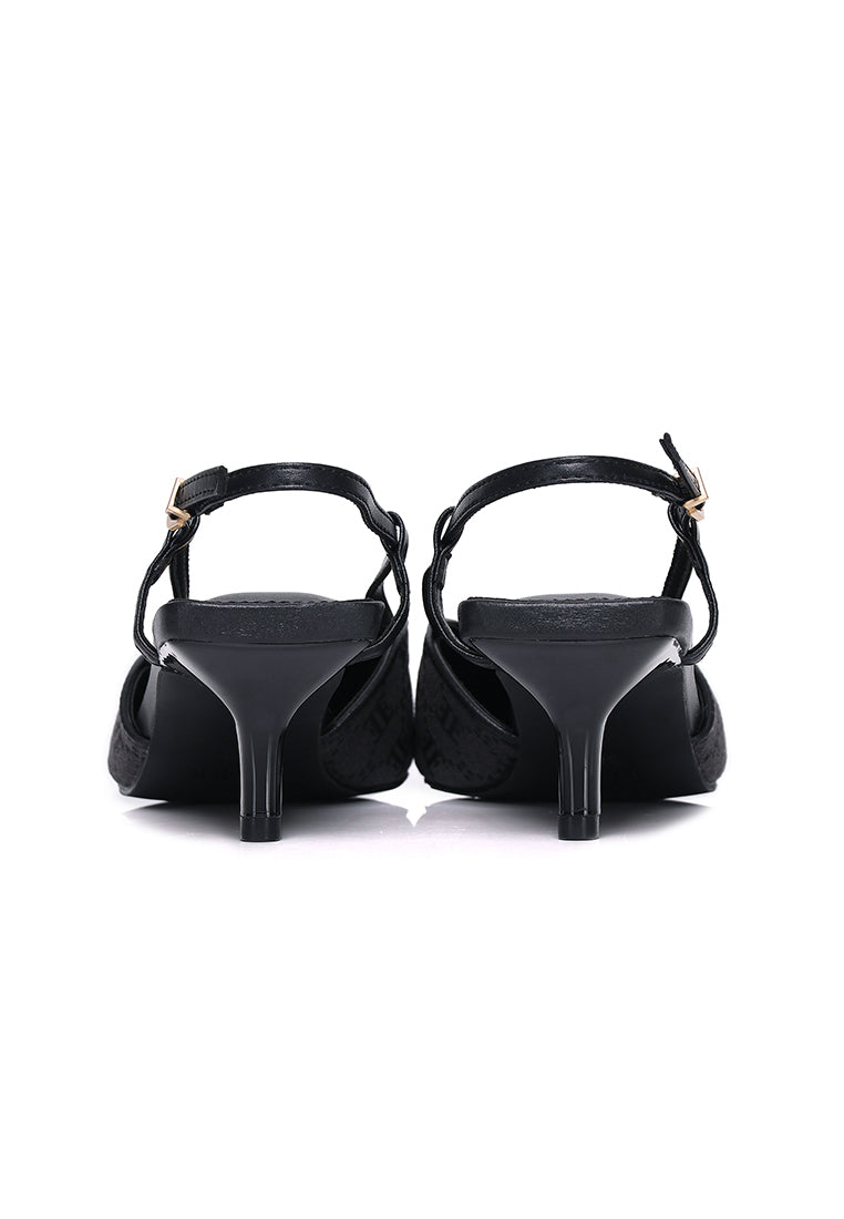 Aura Comfy Fit Footbed Microfiber Leather Heels In Black