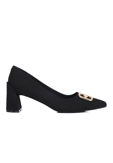 Eve Comfy Fit Footbed Microfiber Leather Heels In Black