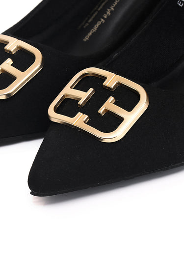 Eve Comfy Fit Footbed Microfiber Leather Heels In Black