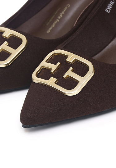 Eve Comfy Fit Footbed Microfiber Leather Heels In Espresso