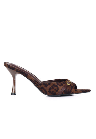 Belle Leopard-Print Comfy Fit Footbed Microfiber Leather Heels In Espresso