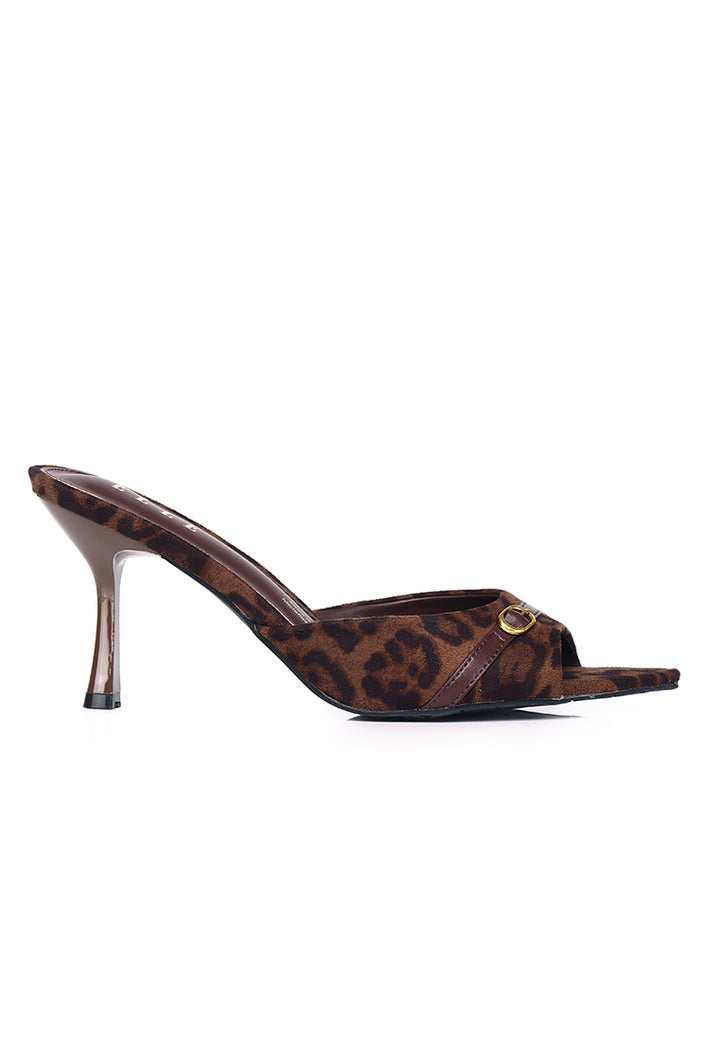 Belle Leopard-Print Comfy Fit Footbed Microfiber Leather Heels In Espresso