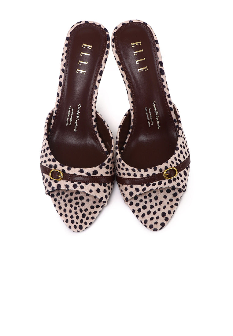 Belle Cheetah-Print Comfy Fit Footbed Microfiber Leather Heels In Nude