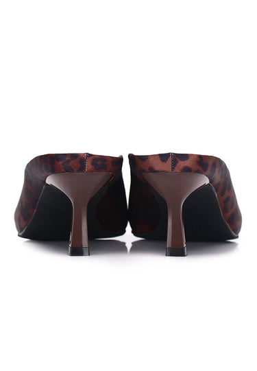 Tyla Leopard-Print Comfy Fit Footbed Microfiber Leather Heels In Brown