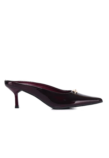 Tyla Leopard-Print Comfy Fit Footbed Microfiber Leather Heels In Burgundy