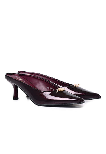 Tyla Leopard-Print Comfy Fit Footbed Microfiber Leather Heels In Burgundy