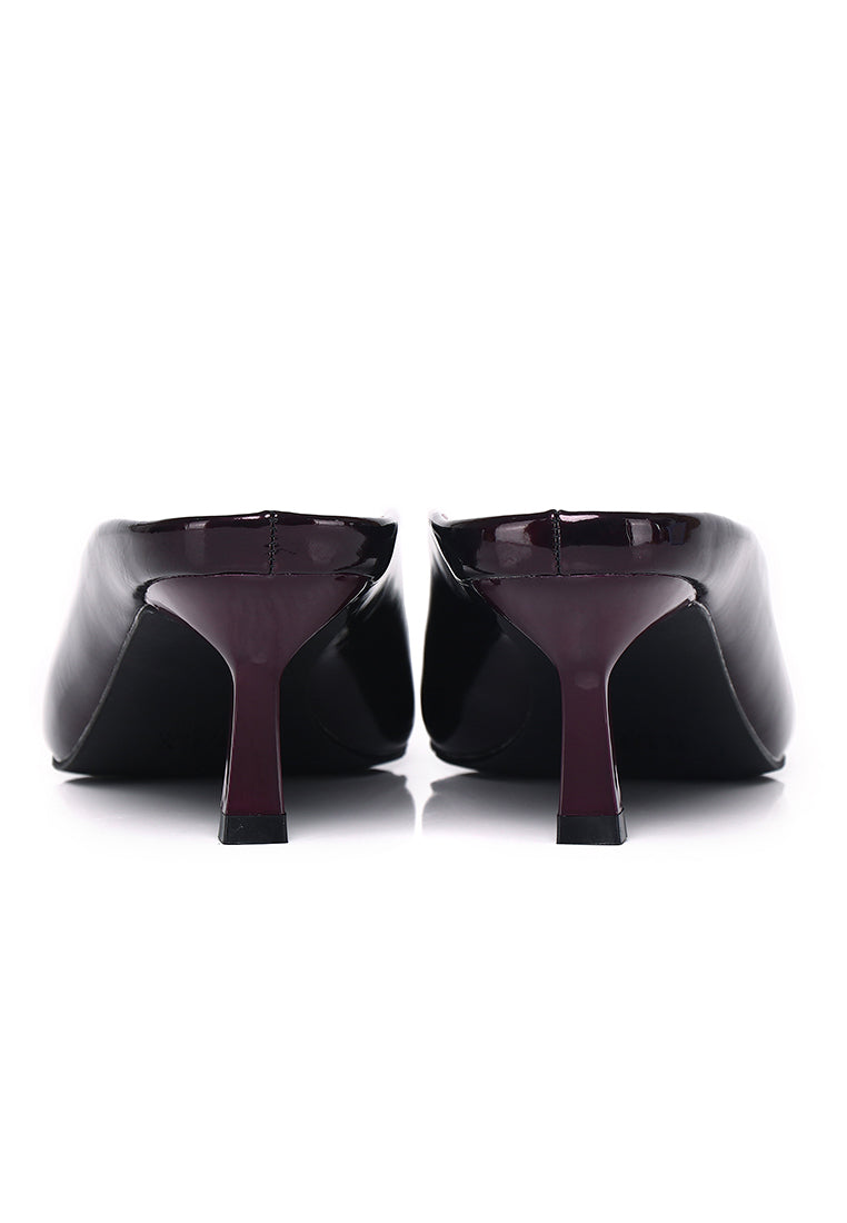 Tyla Leopard-Print Comfy Fit Footbed Microfiber Leather Heels In Burgundy