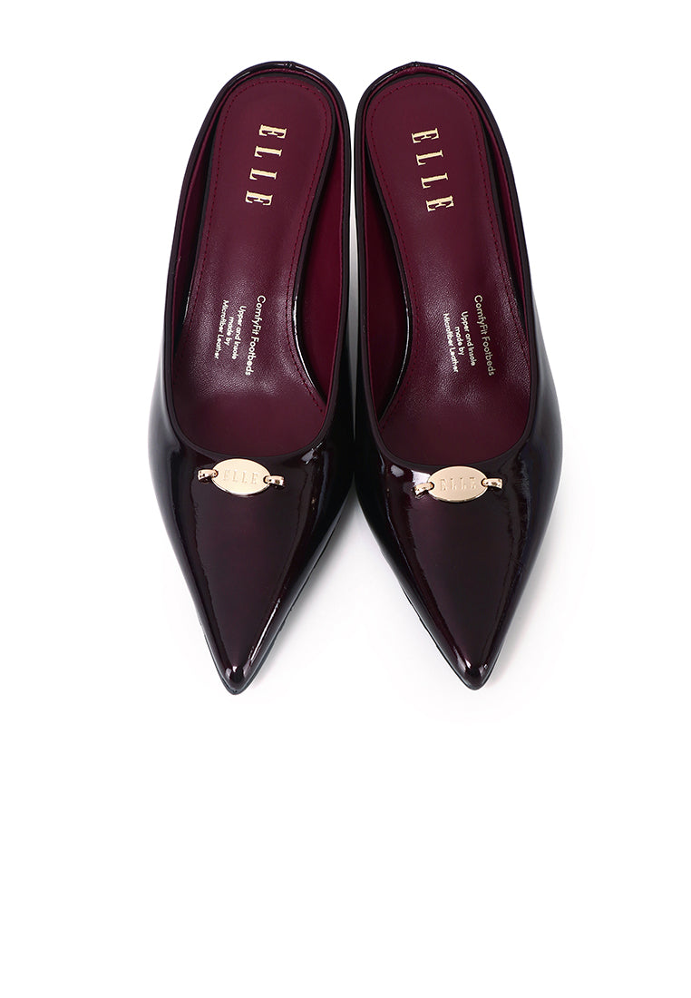 Tyla Leopard-Print Comfy Fit Footbed Microfiber Leather Heels In Burgundy